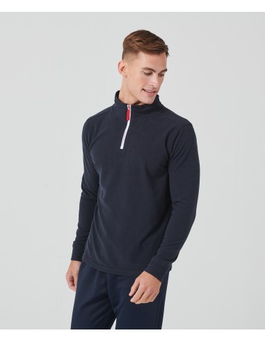 F-LV570-Polaire manches longues zippée 1/4 à passepoil